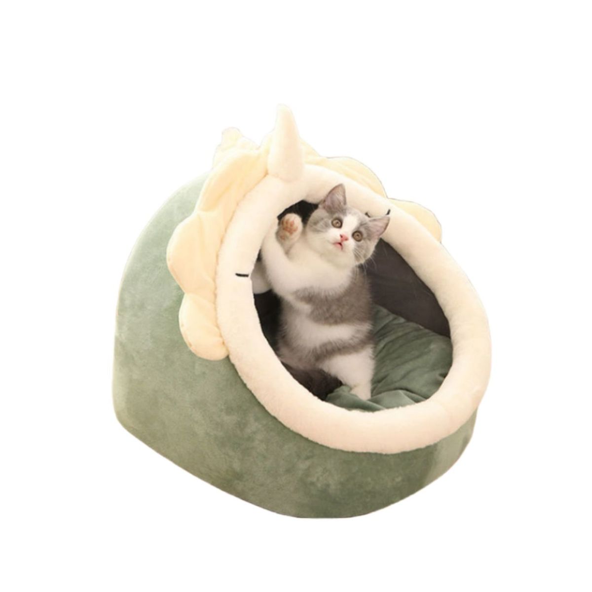 BABYLUNA - Casa Cama Suave para Gatos con Juguete Colgante Verde