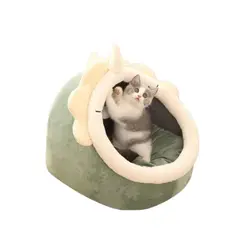 BABYLUNA - Casa Cama Suave para Gatos con Juguete Colgante Verde
