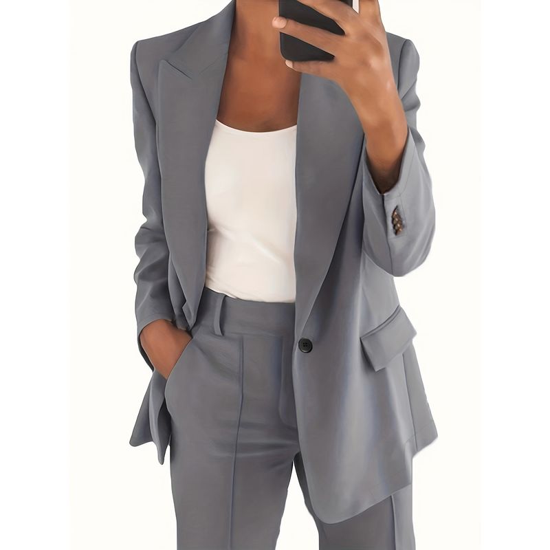 TIOZONEY - Blazer para Mujer - Gris