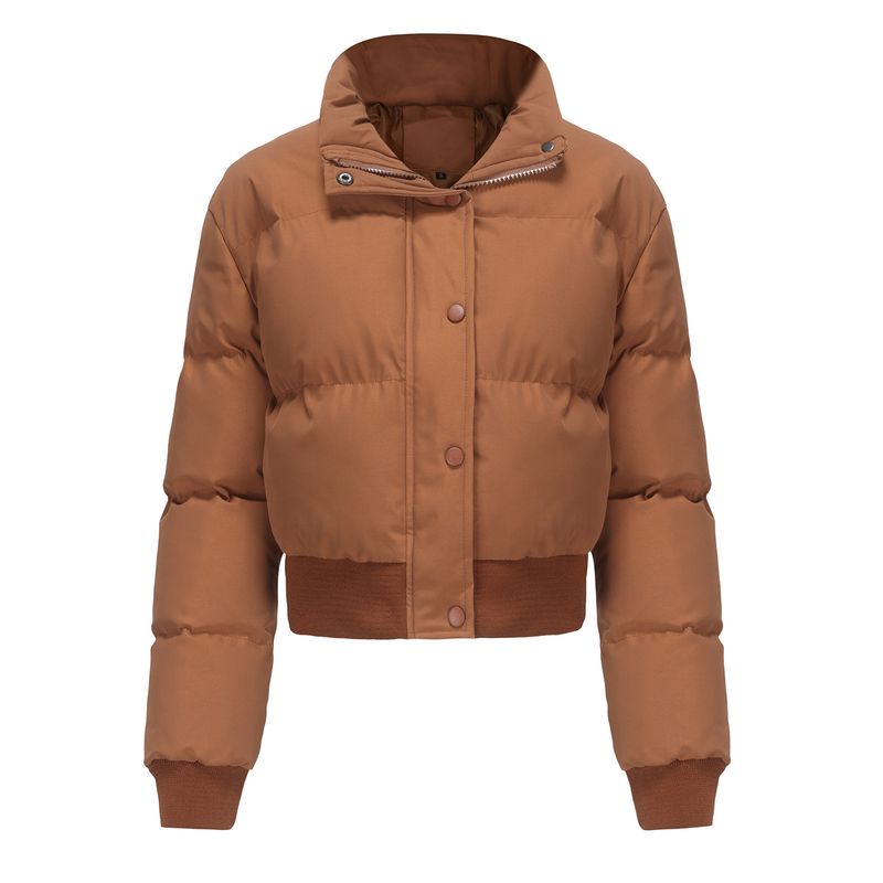 TIOZONEY - Chaqueta de cuello alto para mujer - Café