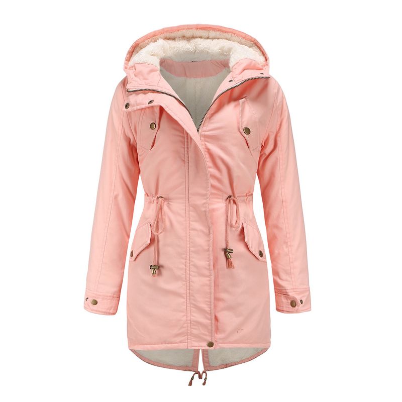 TIOZONEY - Abrigo chiporro con gorro para mujer - Rosado