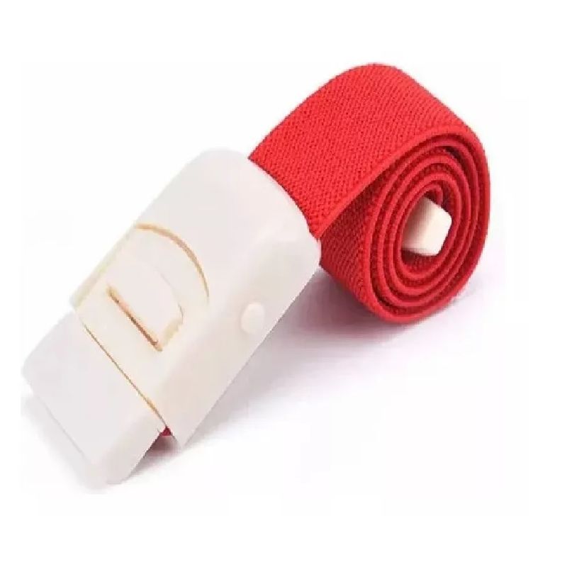 GENERICO - Torniquete Ligadura Elastico Hebilla Medicas Rojo 12 Unids