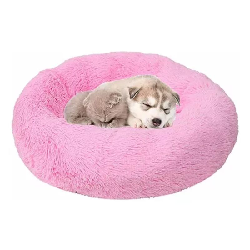 GENERICO - Cama antiestrés de felpa para perros y gatos 50 cm rosado