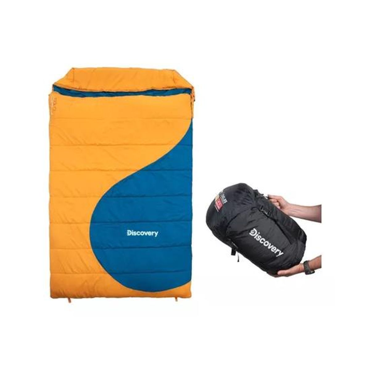 GENERICO - Saco dormir doble Discovery DXl85 2 personas color naranja