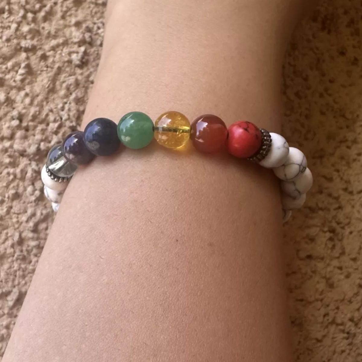 GENERICO - Pulsera Piedras Con 7 Chakras Hilo Negro Ajustable Unisex