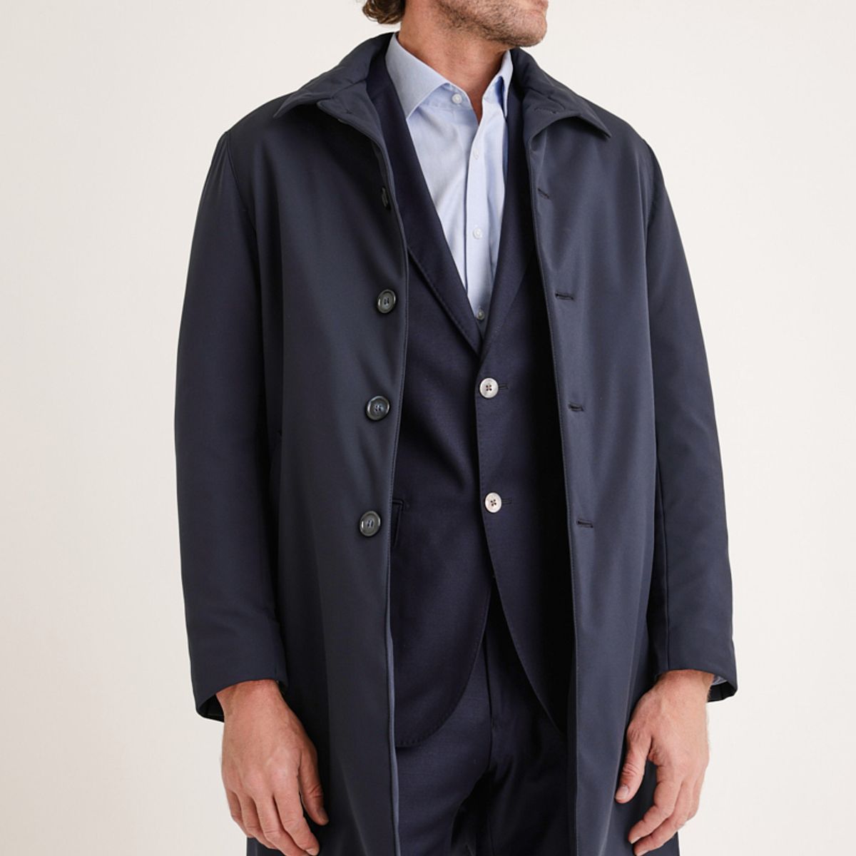 TRIAL - Impermeable hombre formal azul marino