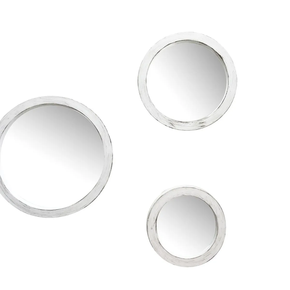 RONDA - Set 3 espejos Redondo Blanco 29x29 cm