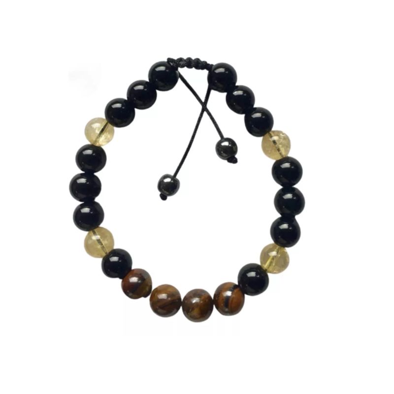 GENERICO - Pulsera Onix Ojo Trigre Citrino Protección Fortuna Bienestar