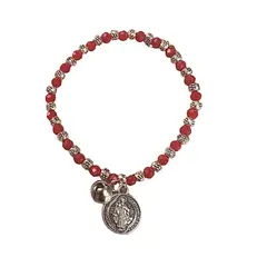 GENERICO - Pulsera San Benito Dos Caras Cristales Rojos Protección