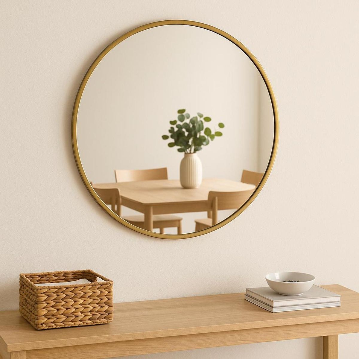 ATMOSPHERA - Espejo Redondo Alice 38 cm con Borde Dorado Atmosphera