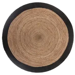 ATMOSPHERA - Alfombra Yute Redonda Con Borde Negro 120 cm