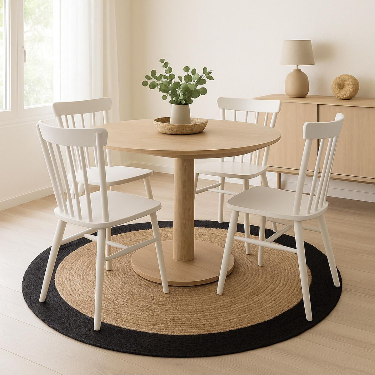 ATMOSPHERA - Alfombra Yute Redonda Con Borde Negro 120 cm Atmosphera