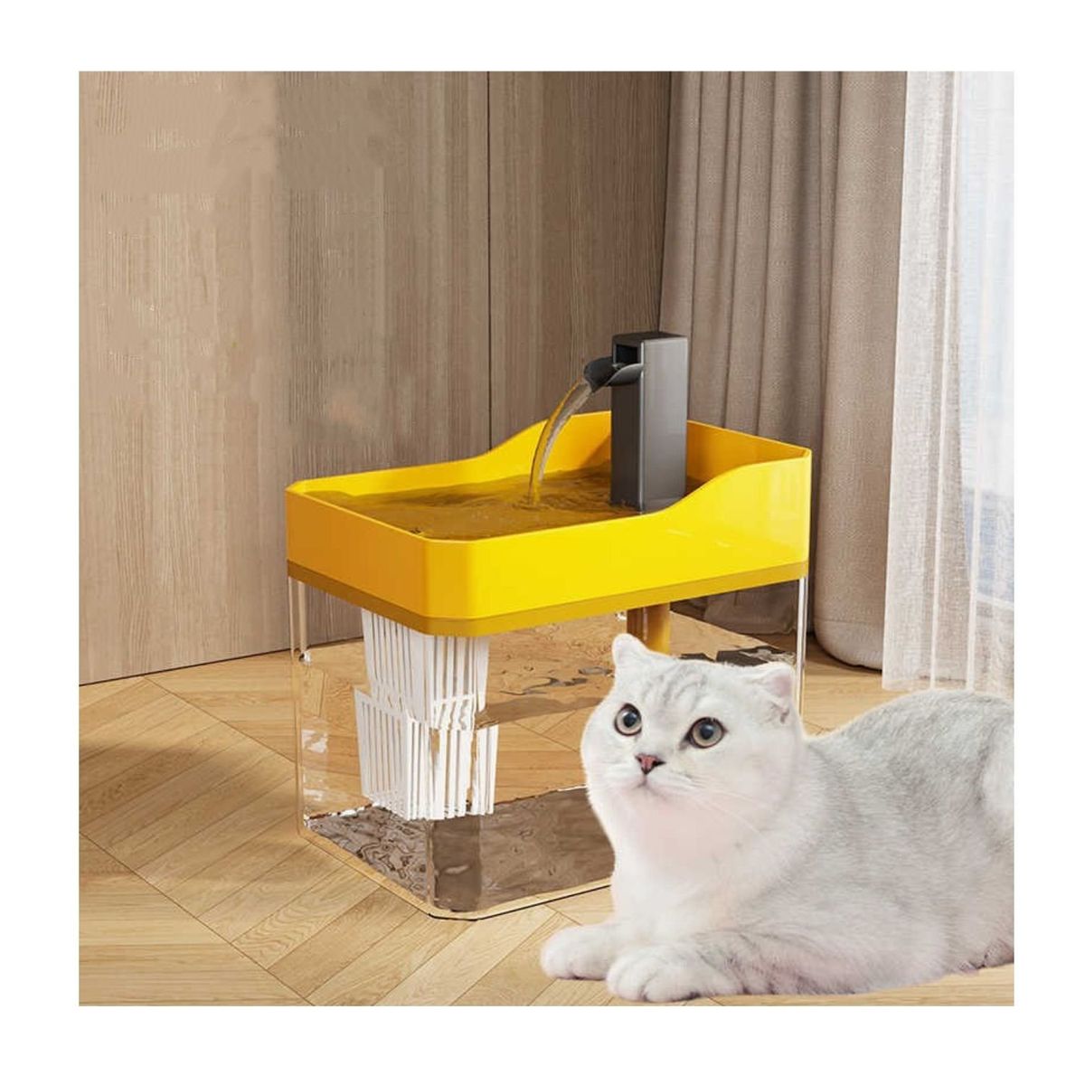 BABYLUNA - Bebedero Fuente para Mascotas Agua filtrada Amarillo