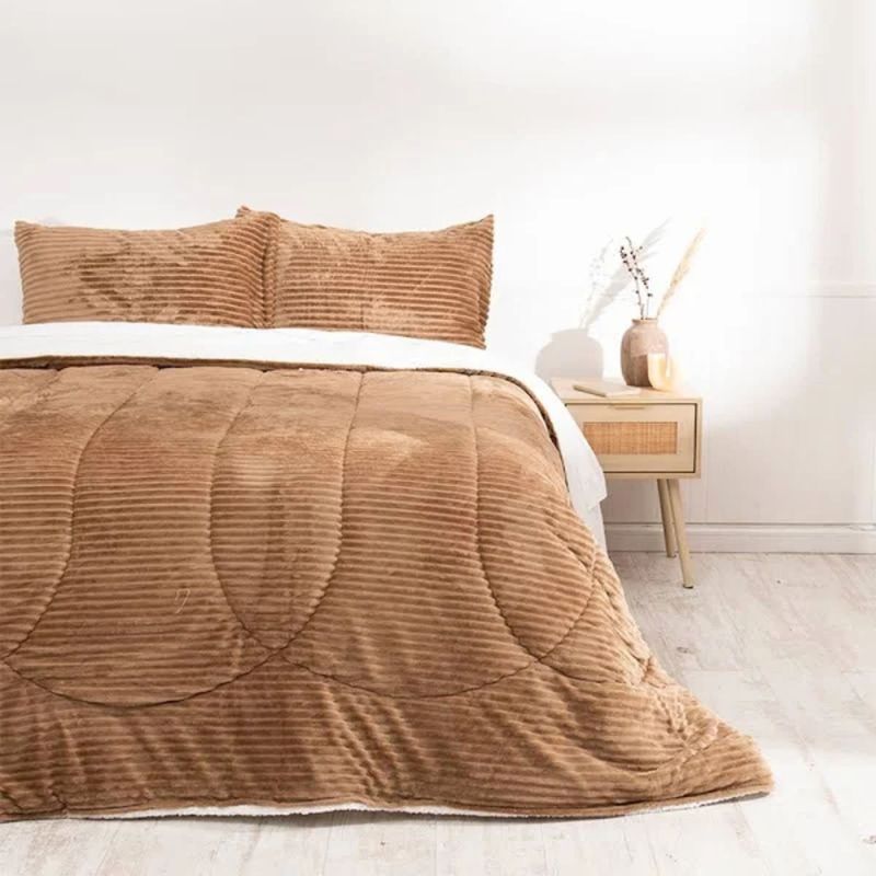 MASHINI - Plumón Coral Corduroy 2 Plazas 240x220 Cm Beige
