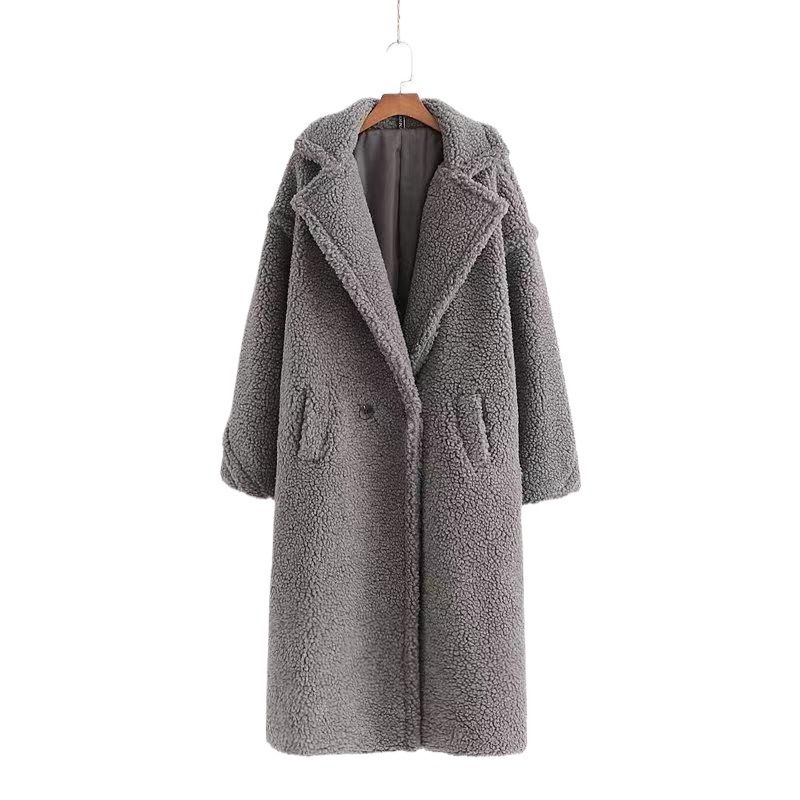 TIOZONEY - Abrigo largo para mujeres - Gris