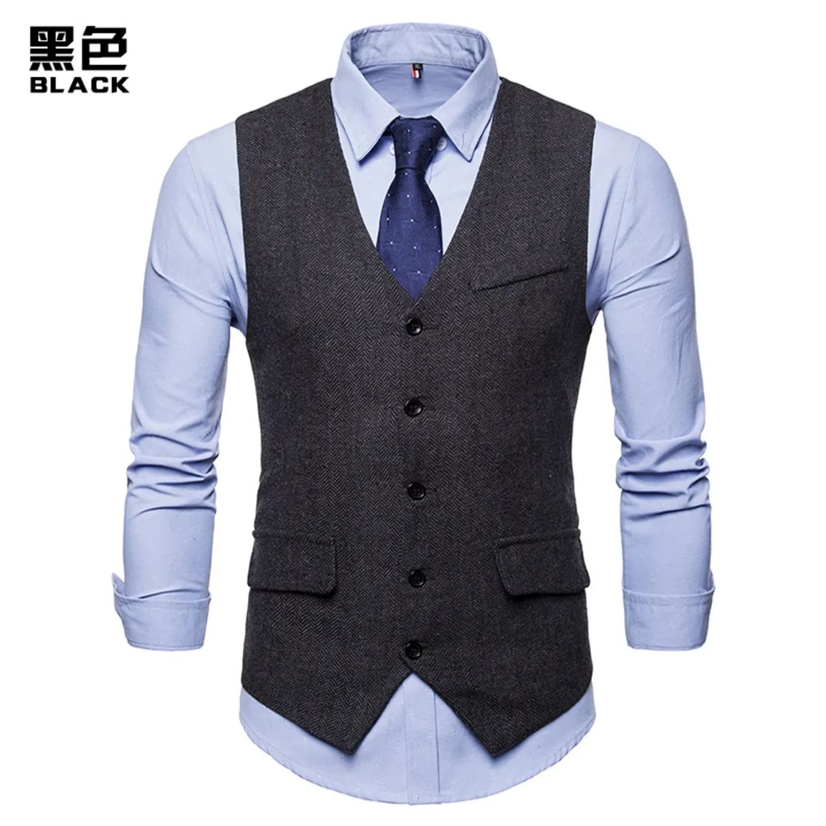 TIOZONEY - Traje Chaleco para Hombre-Gris
