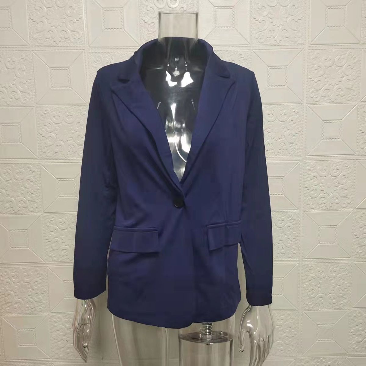 TIOZONEY - Blazer para Mujer -Azul