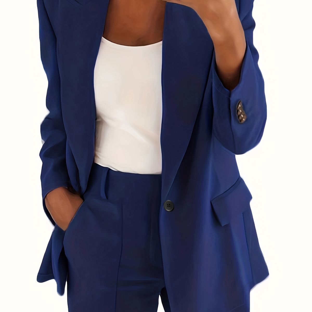 TIOZONEY - Blazer para Mujer -Azul