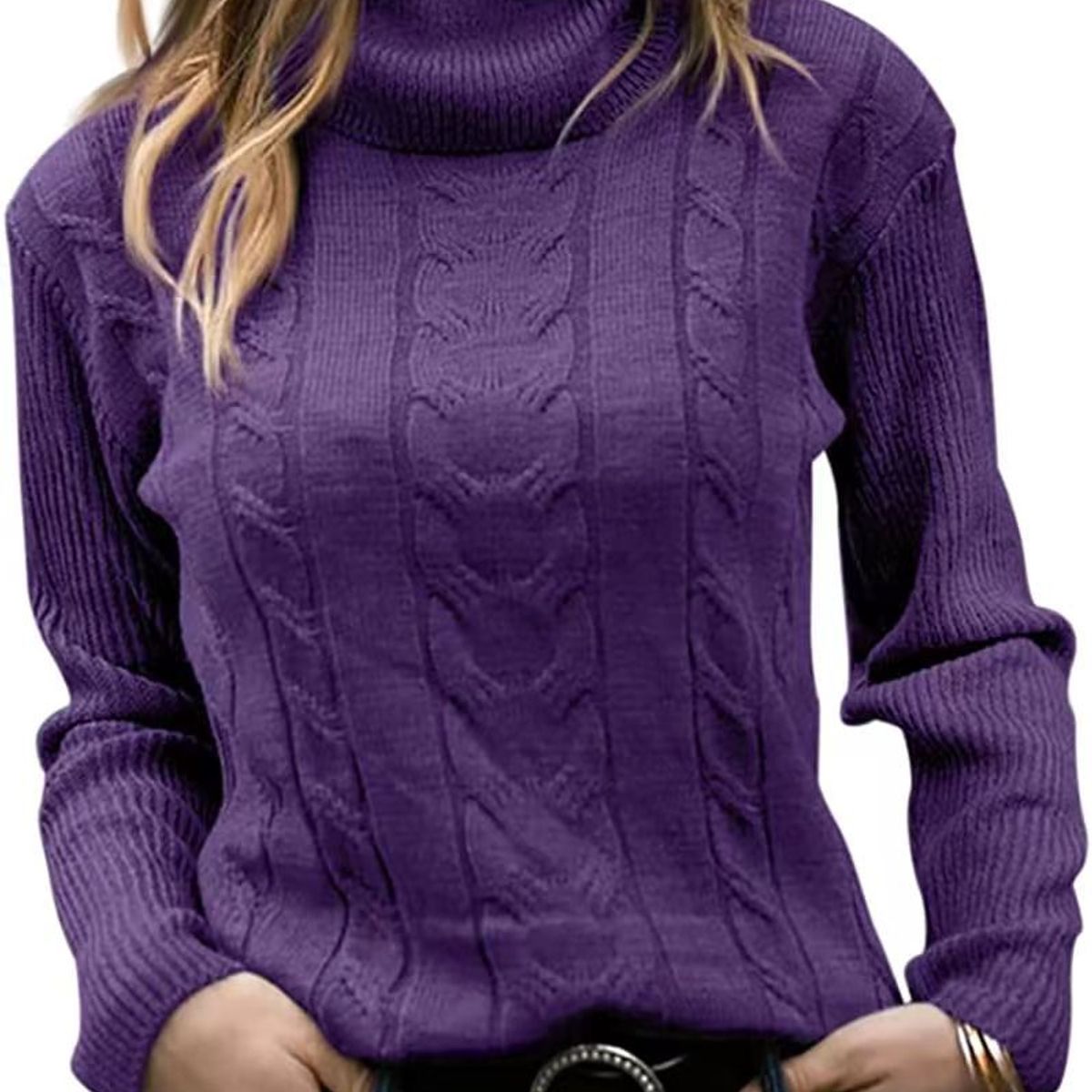 TIOZONEY - Sweater Cuello de Cuello Alto Mujer