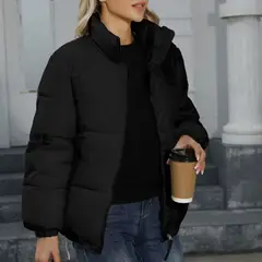 TIOZONEY - Parka Manga Larga Mujer - Negro