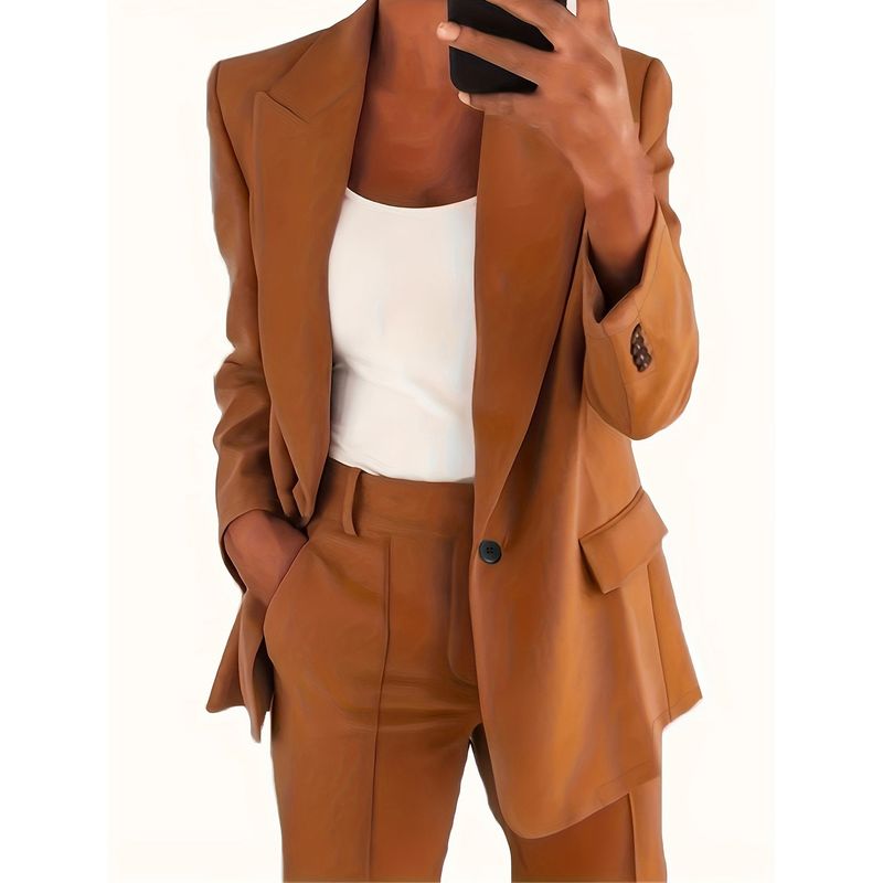 TIOZONEY - Blazer para Mujer - Marrón