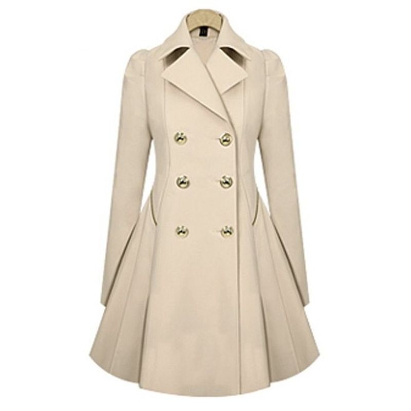 TIOZONEY - Gabardina media y larga para mujeres - Blanco