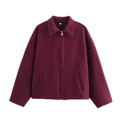 TIOZONEY - Chaqueta corta de lana para mujeres
