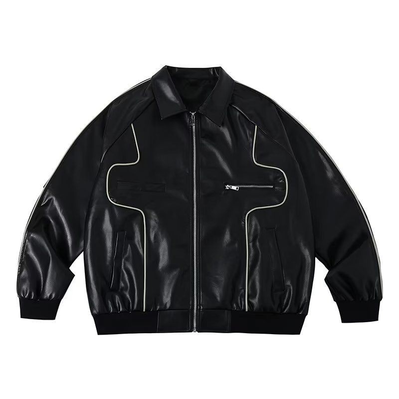 TIOZONEY - Chaqueta de PU para adelgazar - Negro