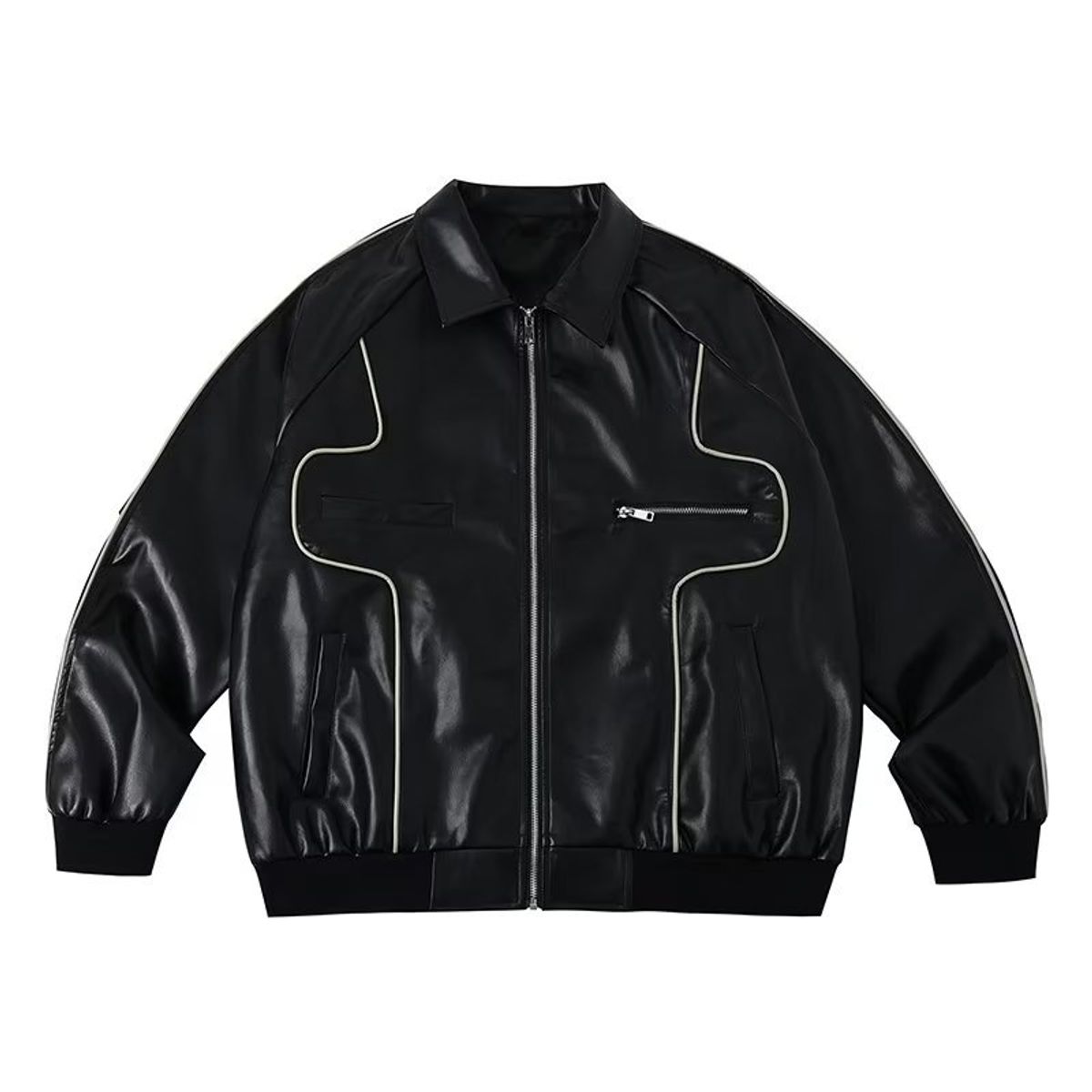 TIOZONEY - Chaqueta de PU para adelgazar - Negro