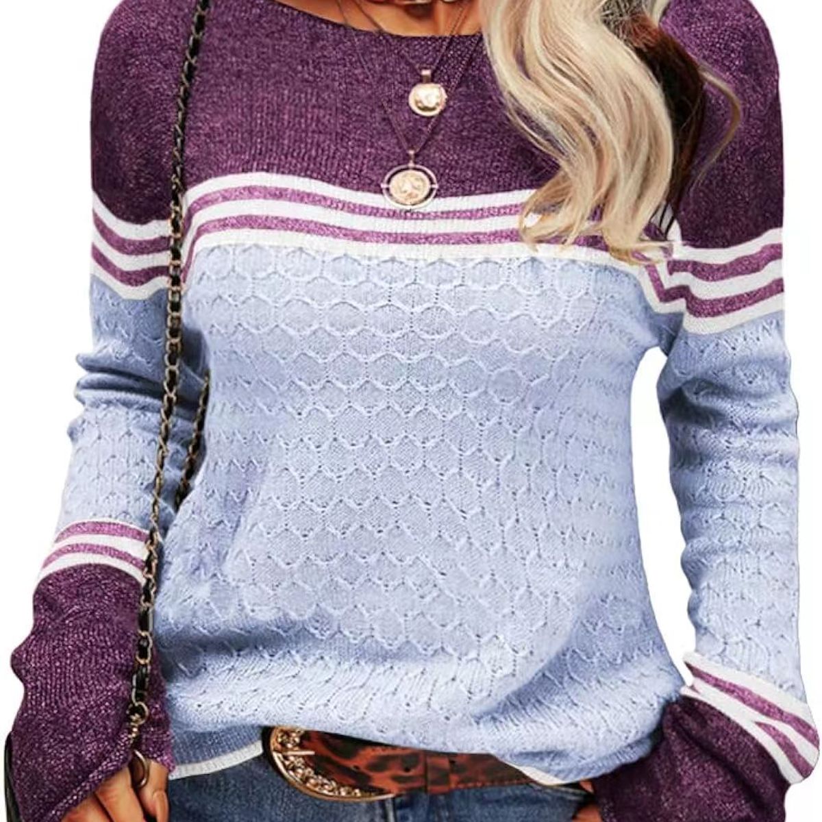 TIOZONEY - Sweater Cuello Redondo Mujer