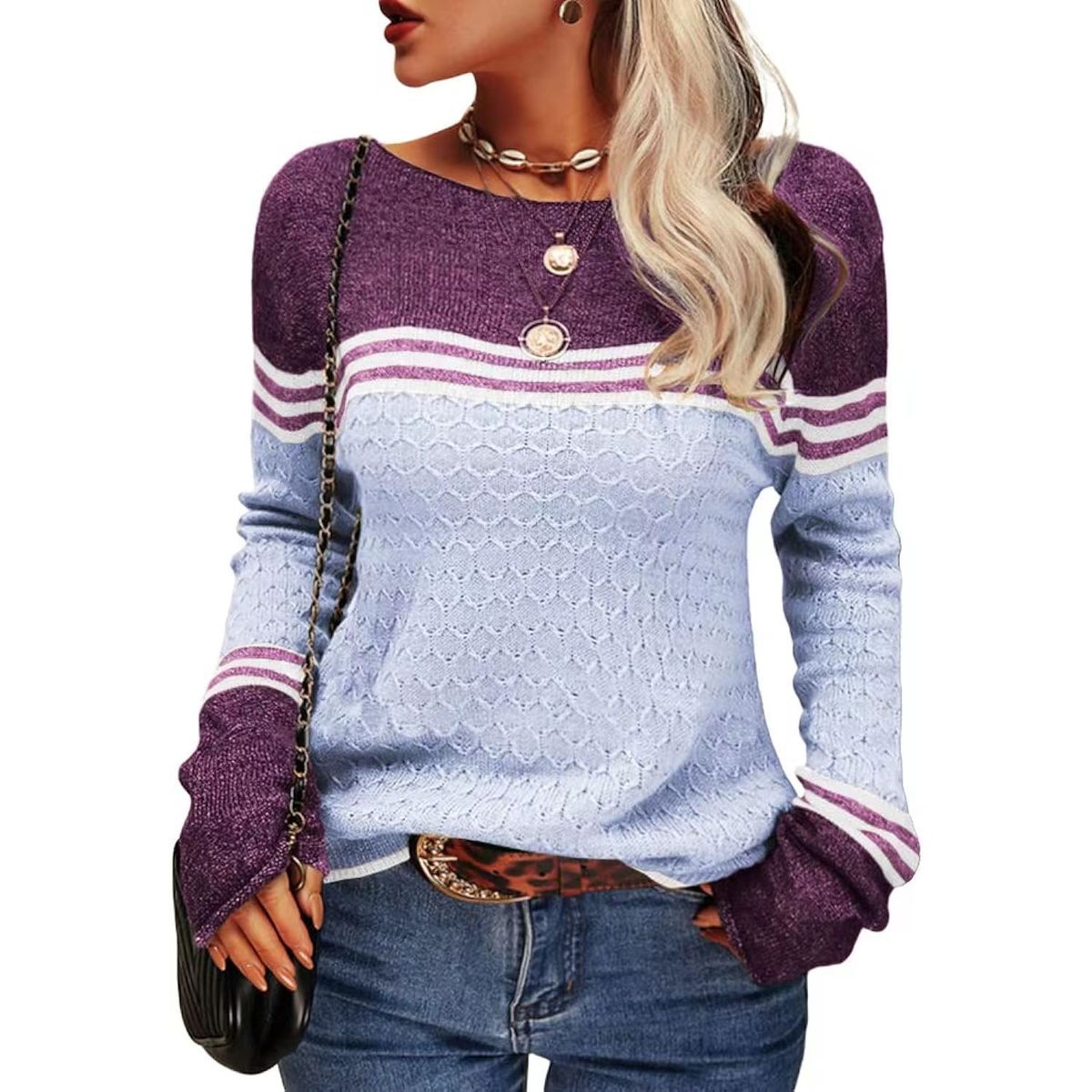 TIOZONEY - Sweater Cuello Redondo Mujer