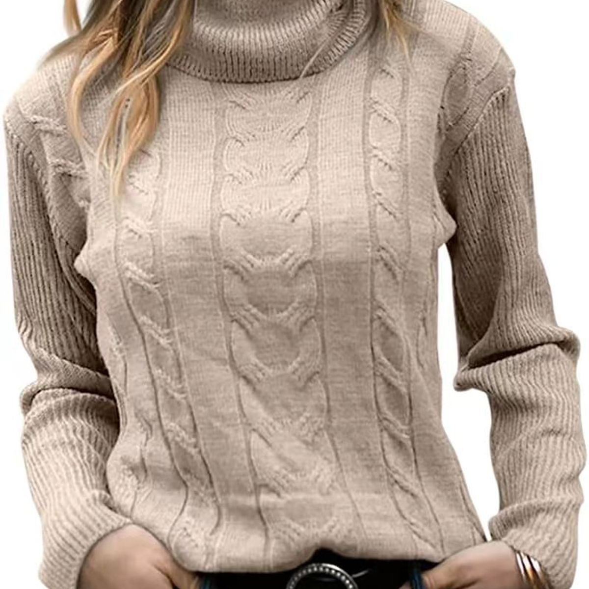 TIOZONEY - Sweater Cuello de Cuello Alto Mujer