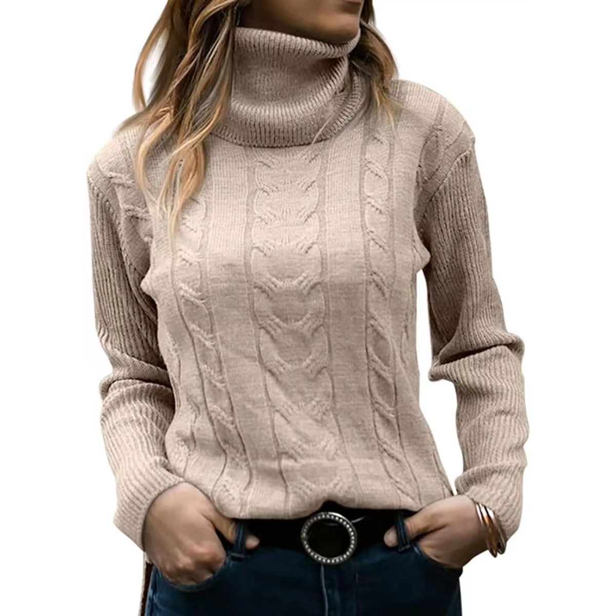 TIOZONEY - Sweater Cuello de Cuello Alto Mujer