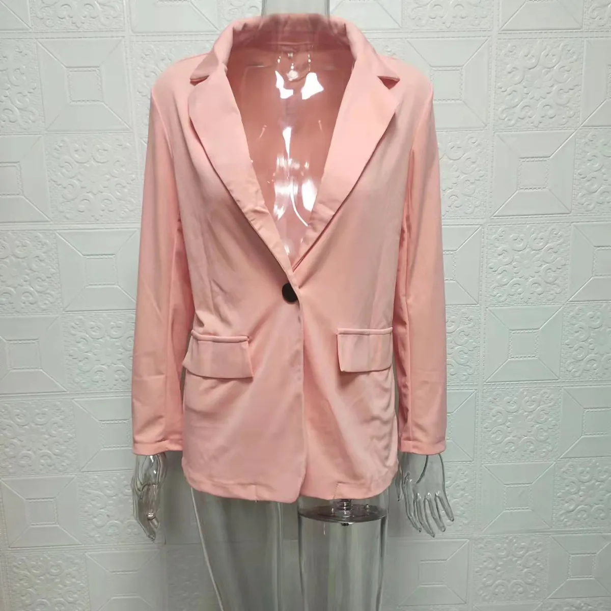 TIOZONEY - Blazer para Mujer - Rosa