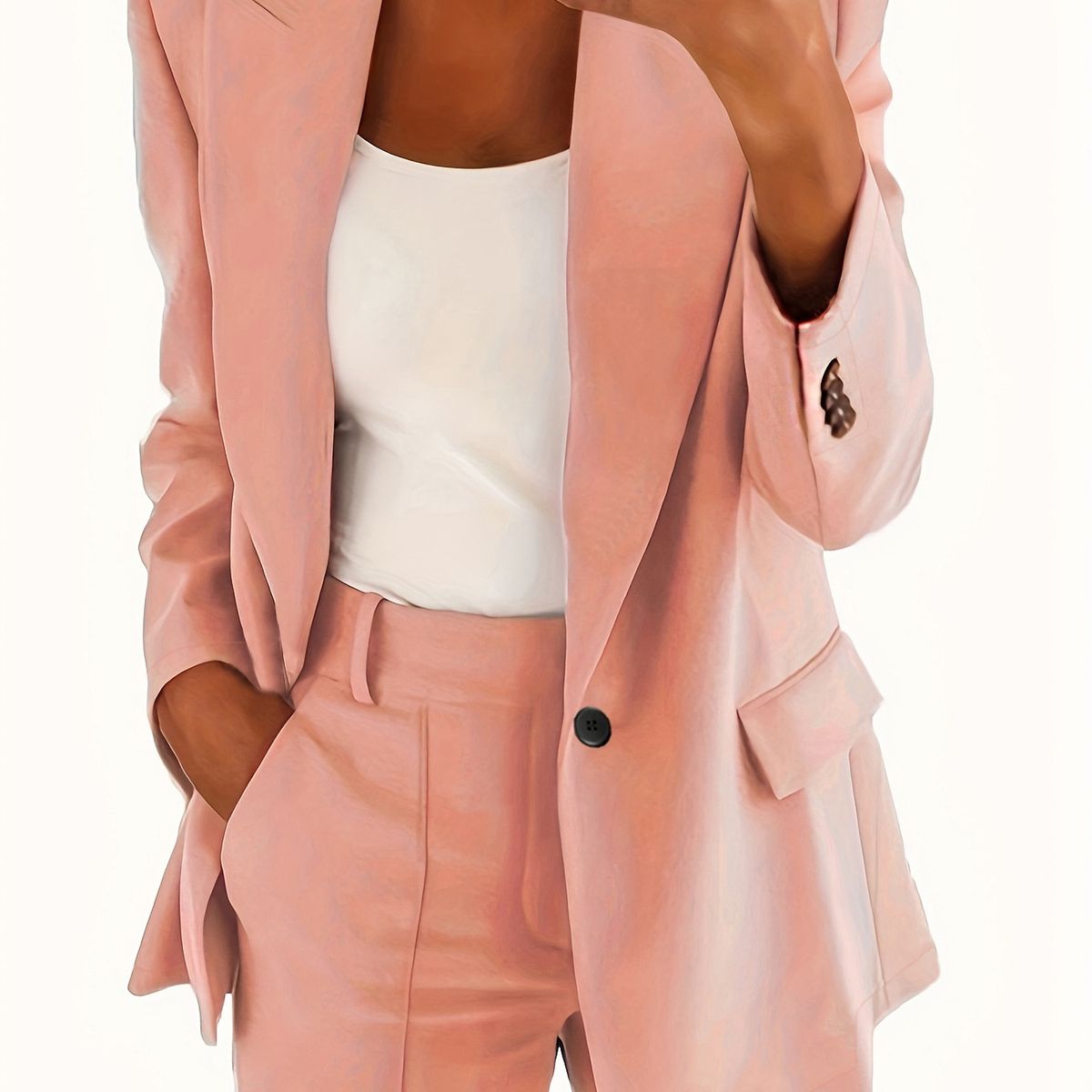 TIOZONEY - Blazer para Mujer - Rosa