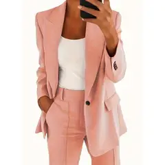 TIOZONEY - Blazer para Mujer - Rosa