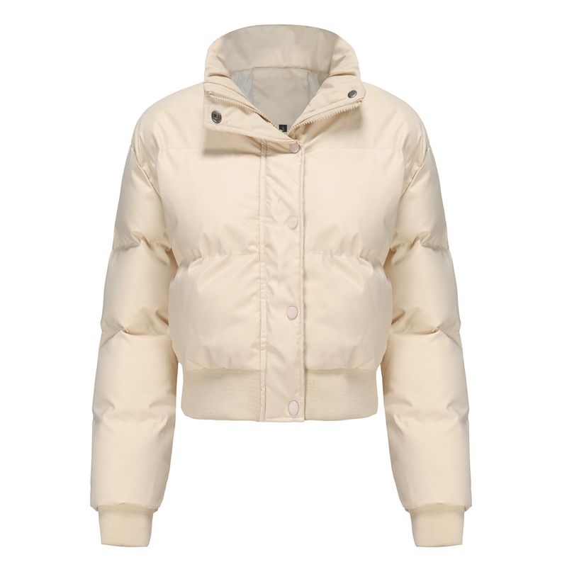 TIOZONEY - Chaqueta de cuello alto para mujer - Blanco