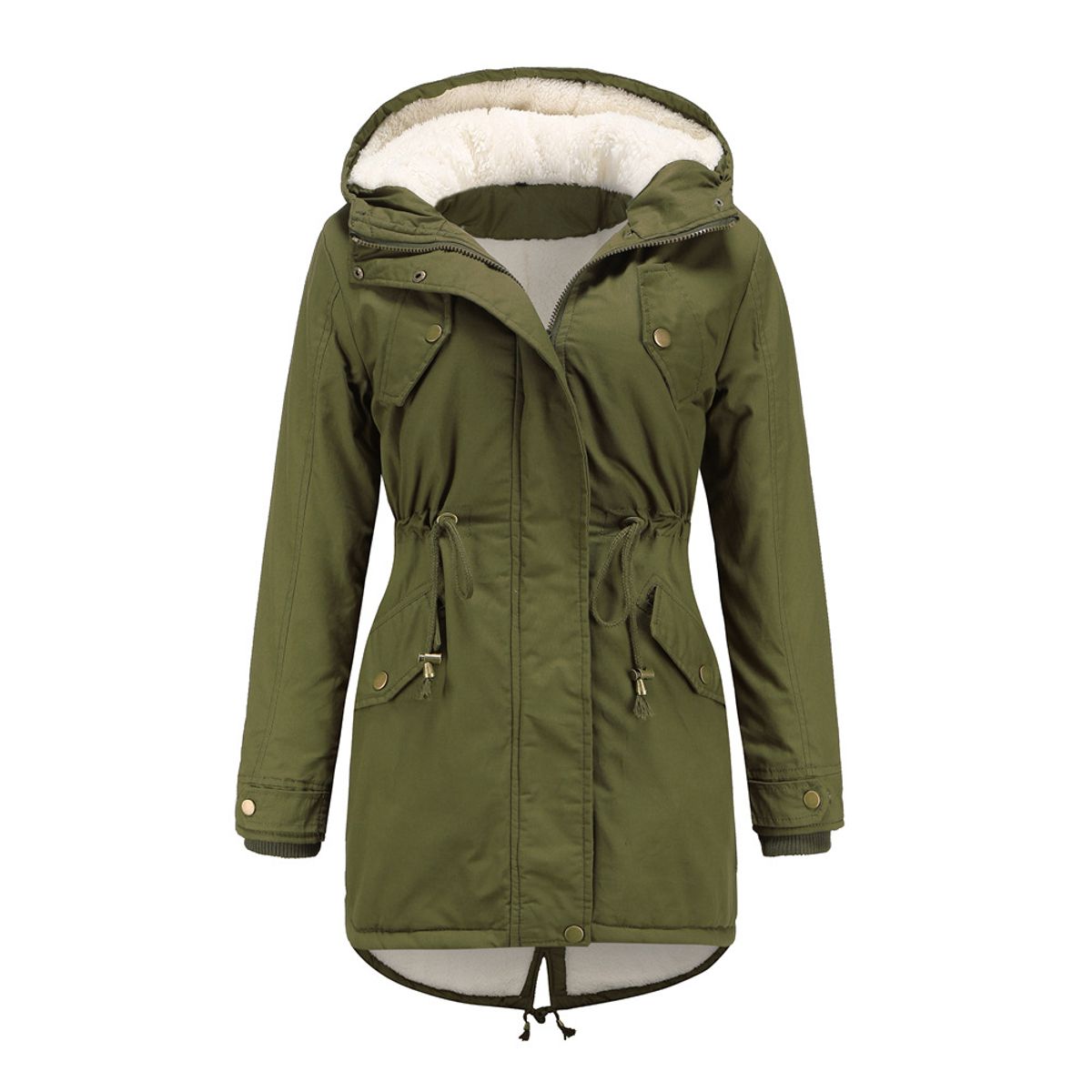 TIOZONEY - Abrigo chiporro con gorro para mujer - Verde