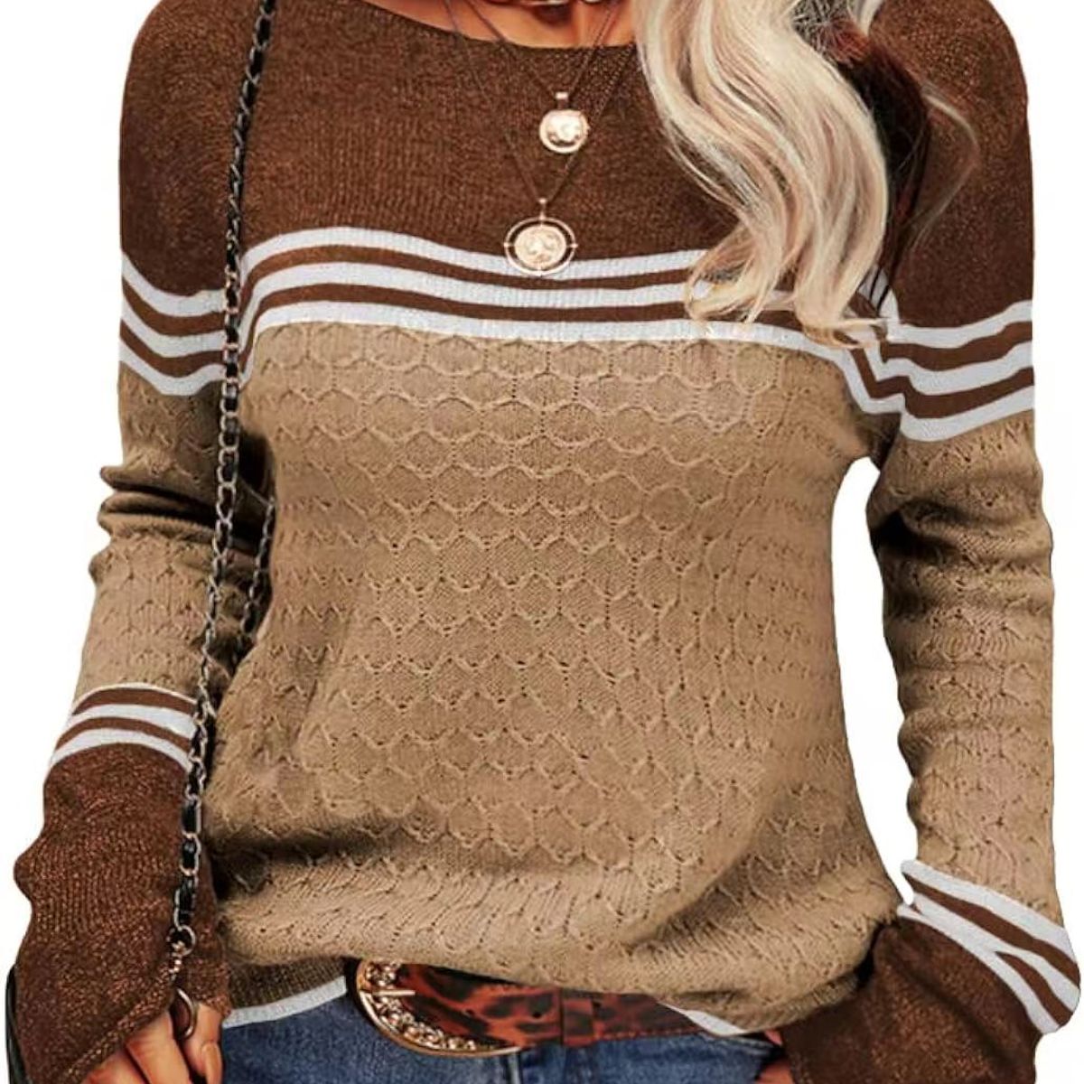 TIOZONEY - Sweater Cuello Redondo Mujer