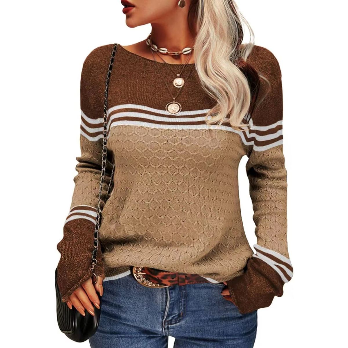 TIOZONEY - Sweater Cuello Redondo Mujer