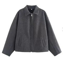 TIOZONEY - Chaqueta corta de lana para mujeres