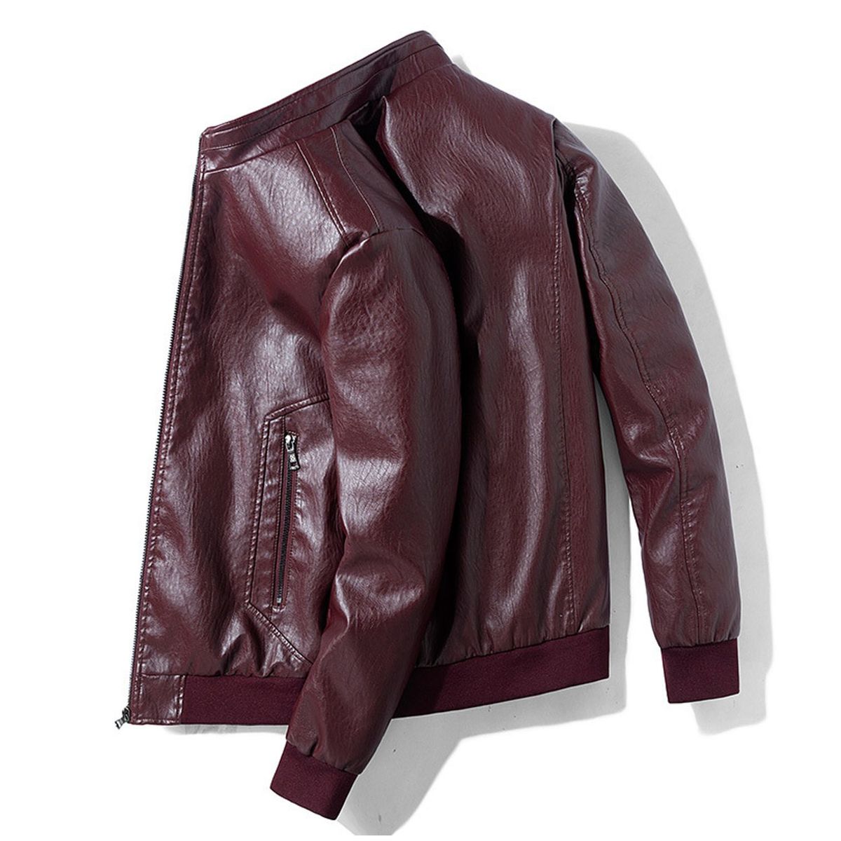 TIOZONEY - Chaqueta casual de PU para hombre