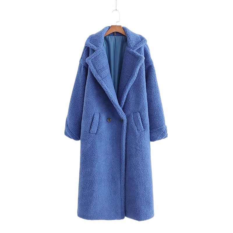 TIOZONEY - Abrigo largo para mujeres - Azul