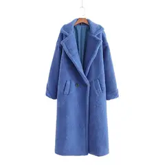 TIOZONEY - Abrigo largo para mujeres - Azul