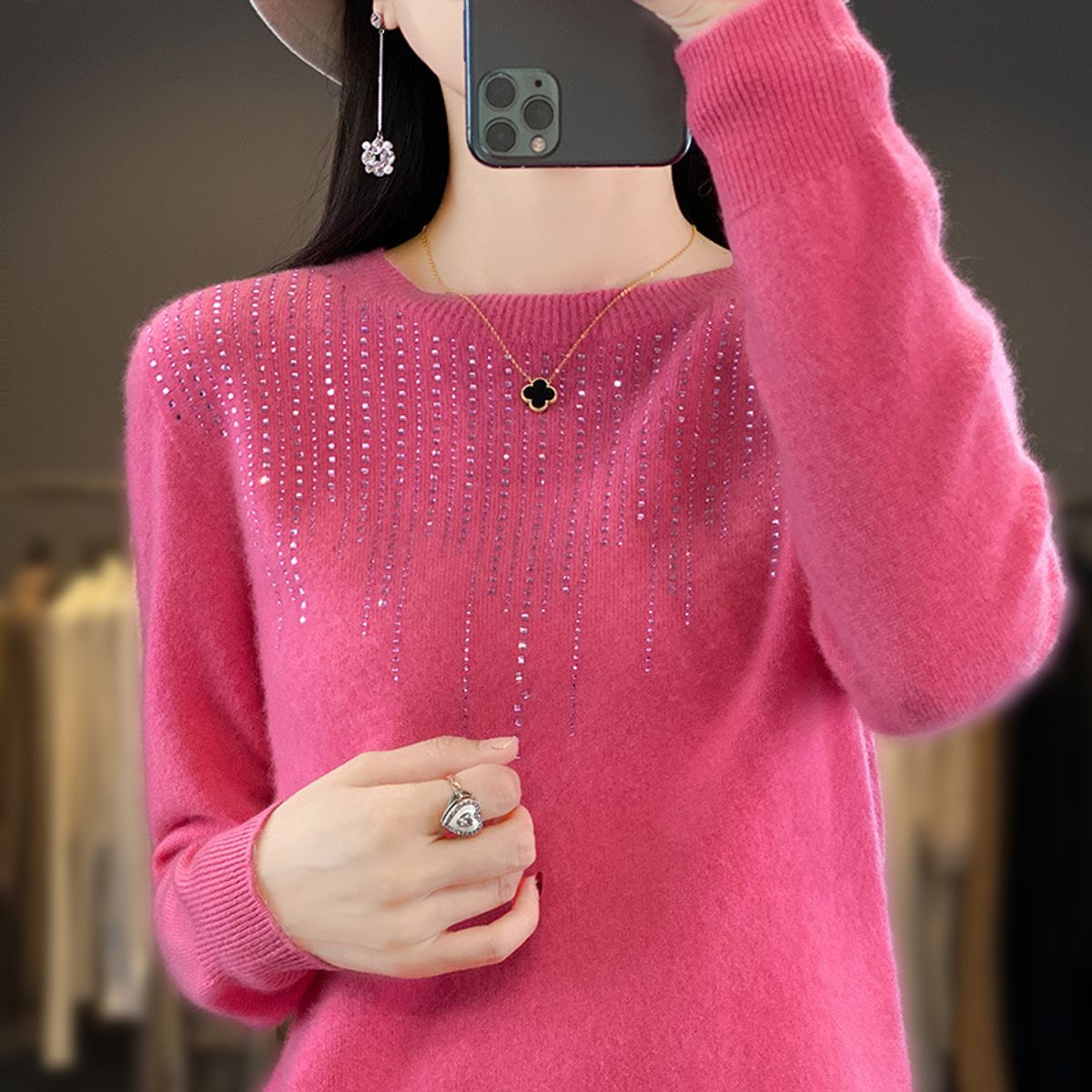 TIOZONEY - Suéter de cuello medio alto para mujeres - Rojo