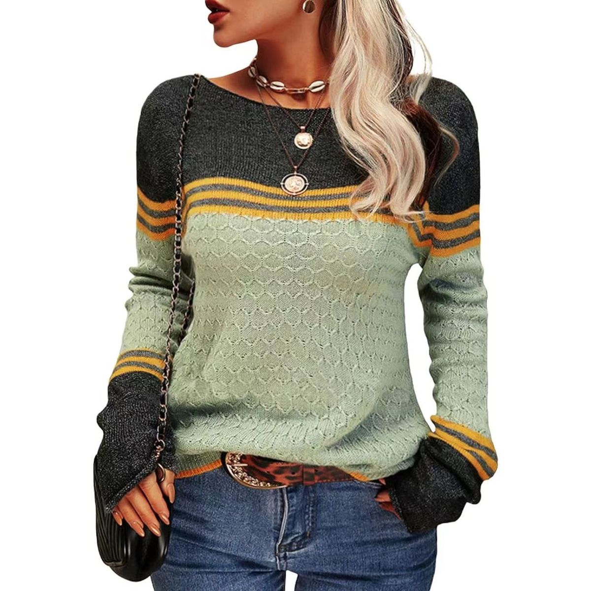 TIOZONEY - Sweater Cuello Redondo Mujer