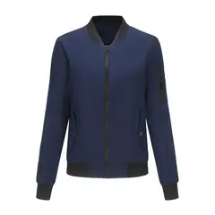 TIOZONEY - Chaqueta de manga larga con cierre para mujer - Azul