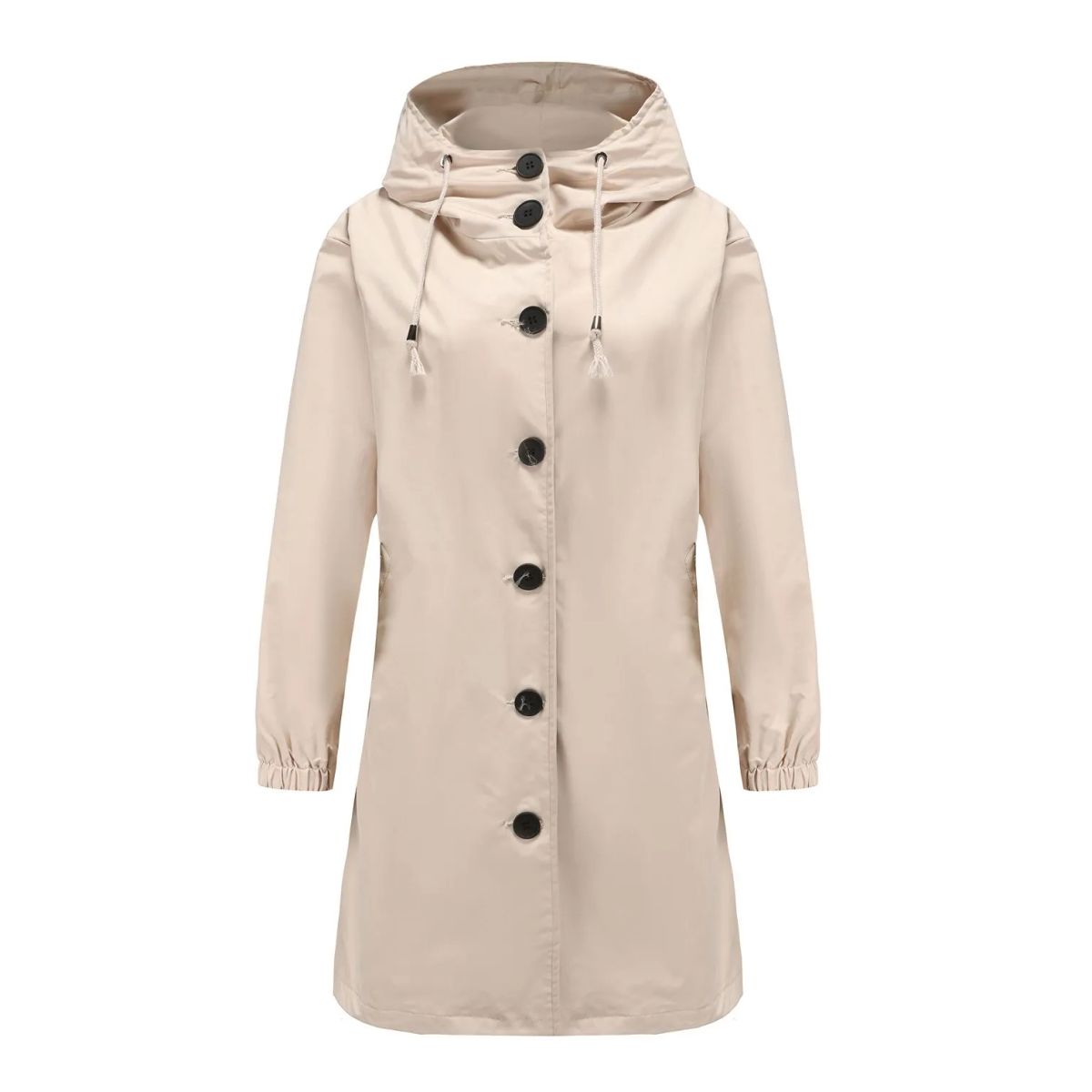 TIOZONEY - Cortavientos largo impermeable con gorro - Beige