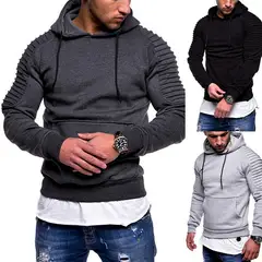 TIOZONEY - Poleron Casual ajustado con gorro Hombre - Gris Oscuro
