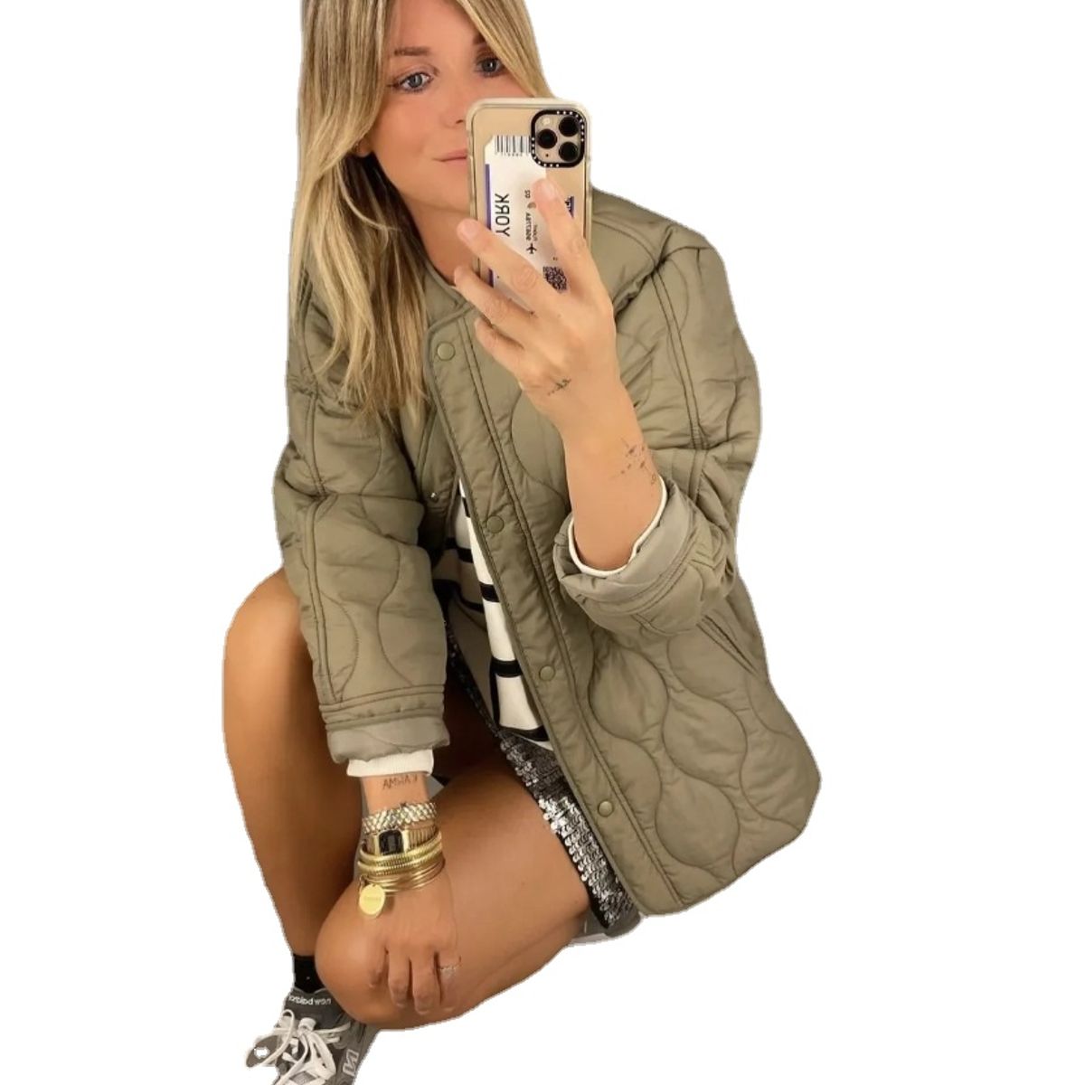 TIOZONEY - Chaqueta de moda mujer -Verde